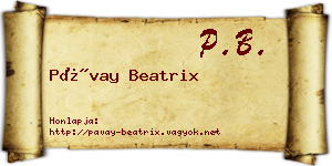 Pávay Beatrix névjegykártya